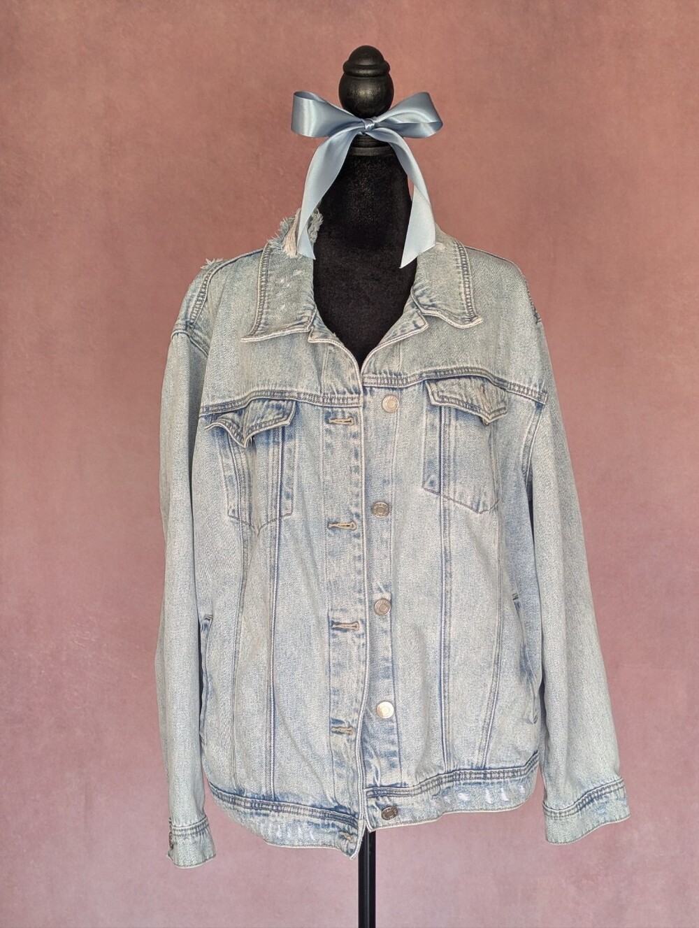 Cello Light Blue Washed Oversized Denim Jacket - Women